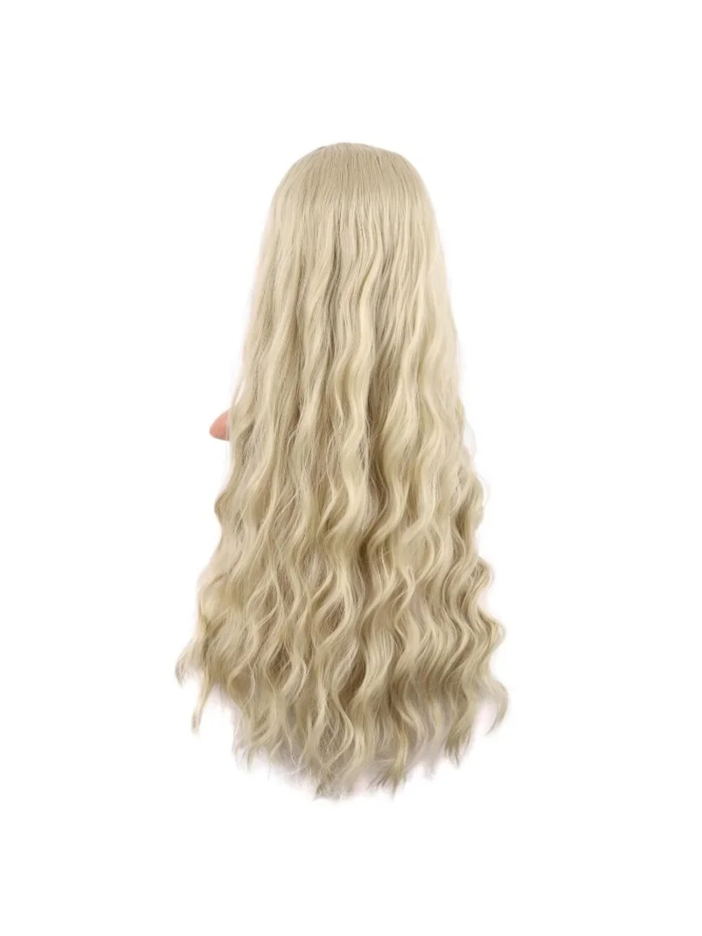 Women's Blonde 28 Inch Synthetic Fiber Long Middle Part Curly Cosplay Wigs